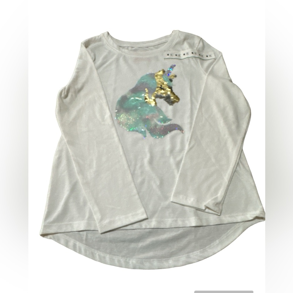 Cat & Jill White Unicorn Long Sleeves Size 8 (Medium) Top BNWT - Picture 2 of 4